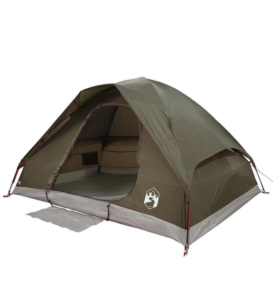 Tente de camping à dôme 4 personnes marron imperméable