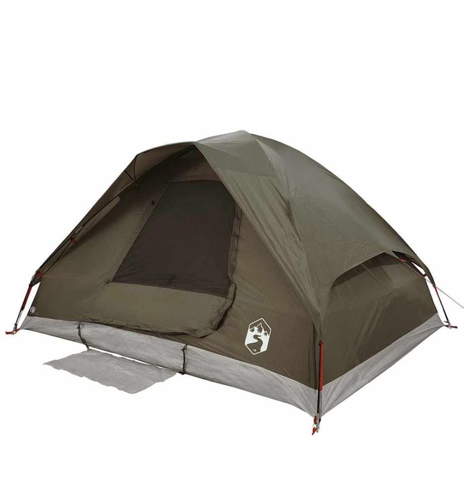 Tente de camping à dôme 4 personnes marron imperméable