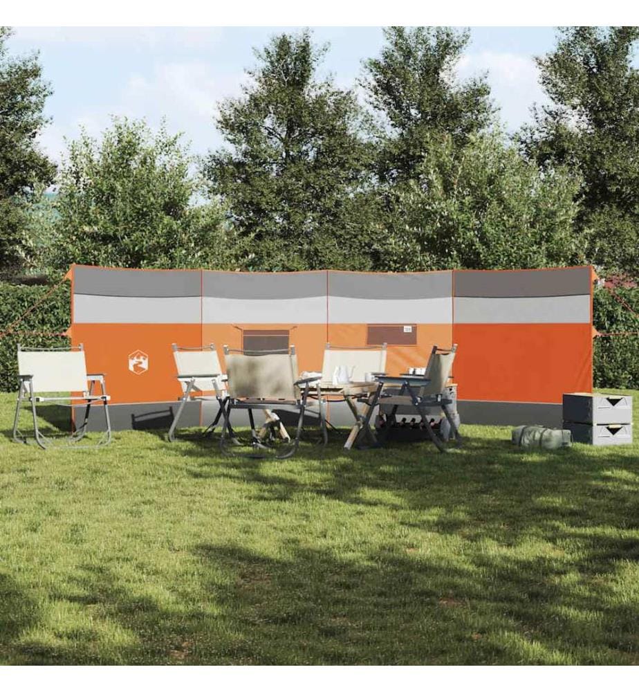 Camping-Windschutz Grau und Orange 510x153 cm Wasserdicht