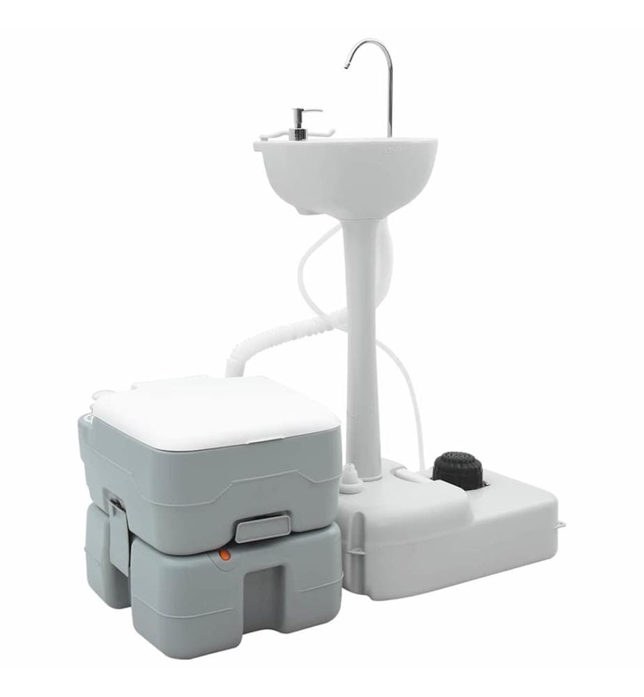 Camping Toiletten-Set 2 pcs Grau 50,5 x 33 x 103 cm