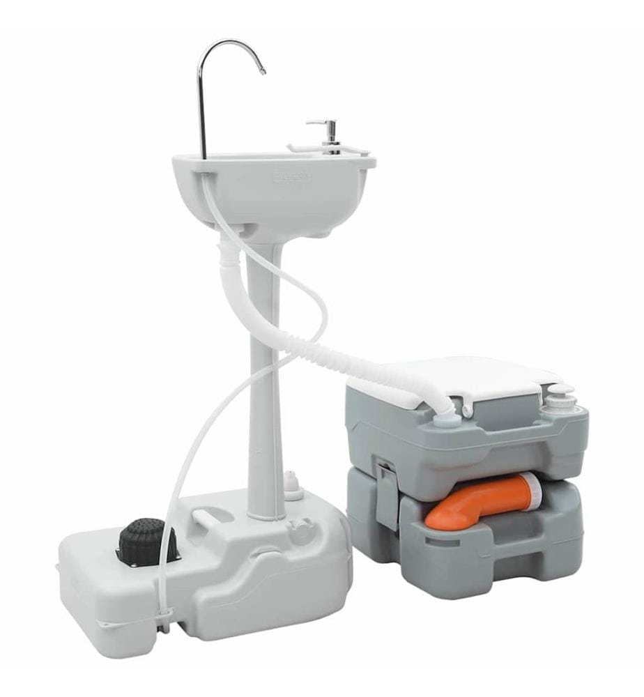 Camping Toiletten-Set 2 pcs Grau 50,5 x 33 x 103 cm