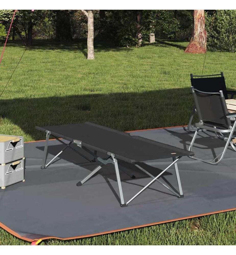 Lit de camping pliant Noir 194 x 62,5 x 42,5 cm Oxford et acier