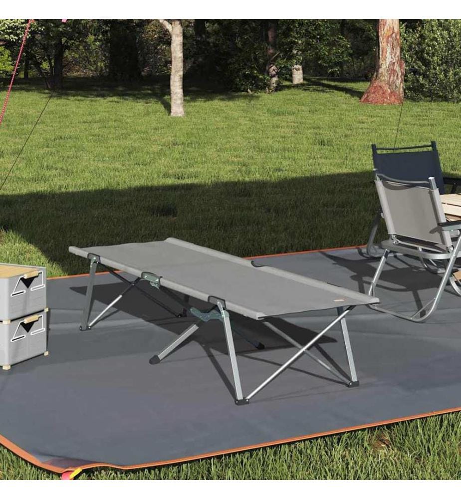 Lit de camping pliant Gris 194 x 62,5 x 42,5 cm Oxford et acier