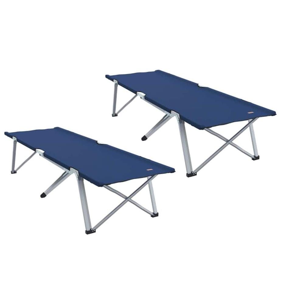Lit de camping pliant 2 pcs Bleu 194 x 62,5 x 42,5 cm