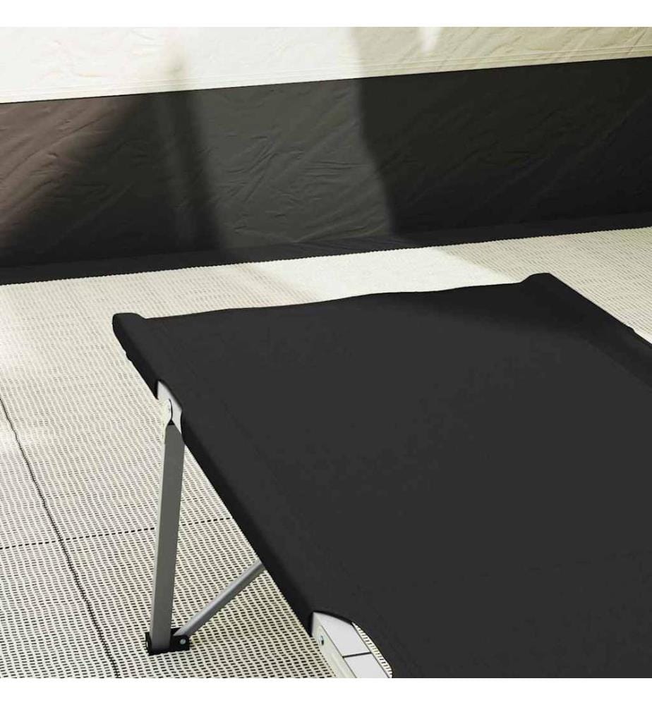 Lit de camping pliant 2 pcs Noir 194 x 62,5 x 42,5 cm