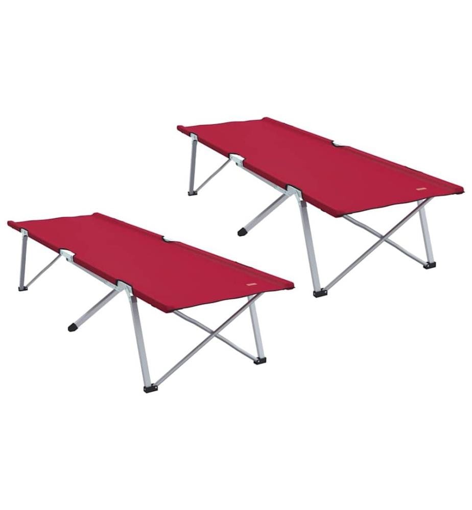 Lit de camping pliant 2 pcs Rouge 194 x 62,5 x 42,5 cm