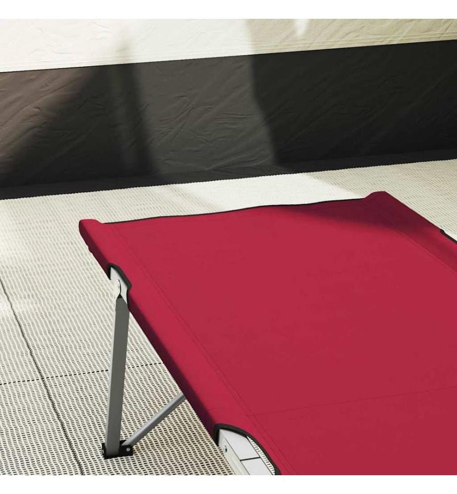 Lit de camping pliant 2 pcs Rouge 194 x 62,5 x 42,5 cm