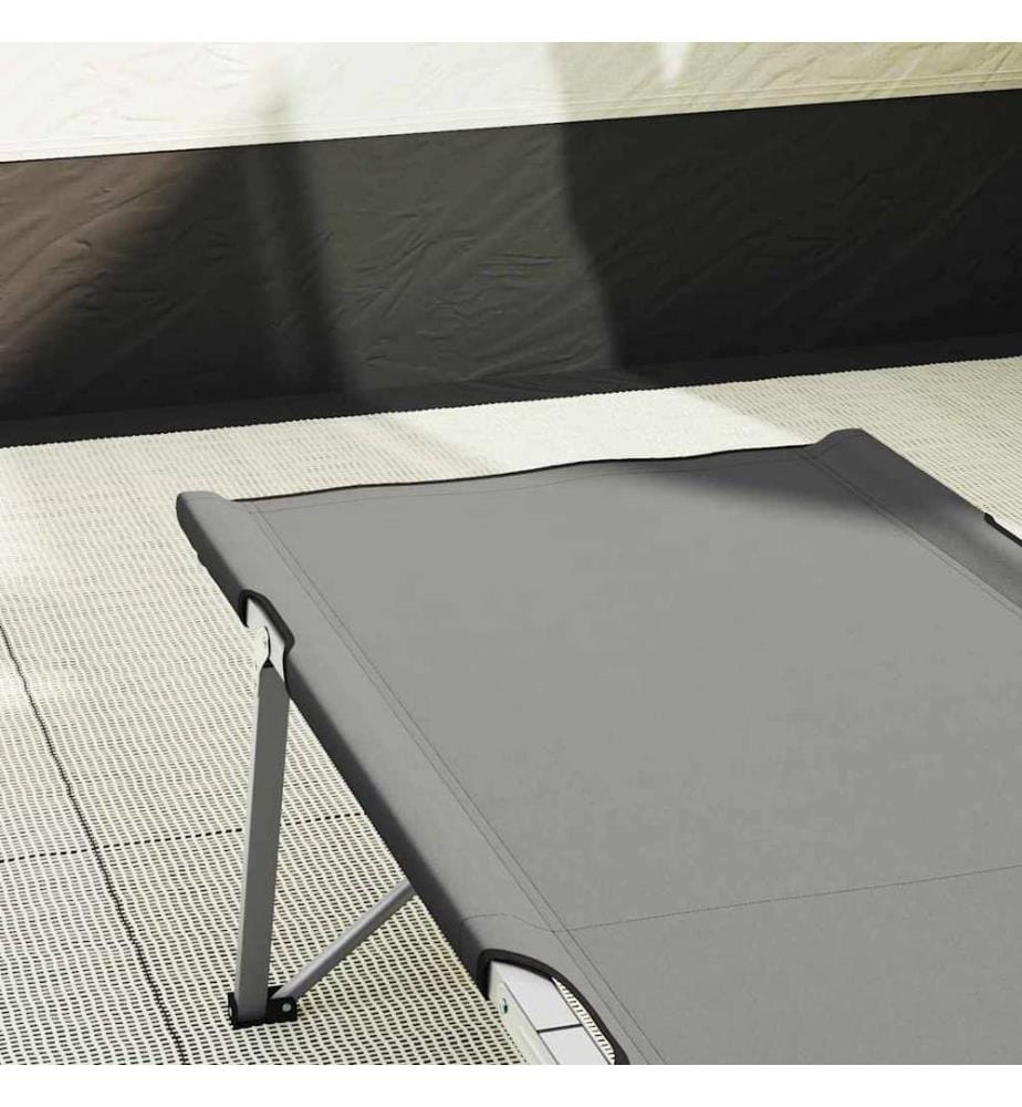 Lit de camping pliant 2 pcs Gris 194 x 62,5 x 42,5 cm