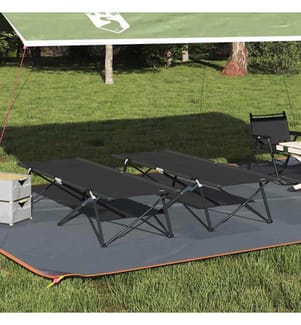 Klapp Schlafbett fürs Camping 2 pcs Schwarz 206 x 76 x 74 cm