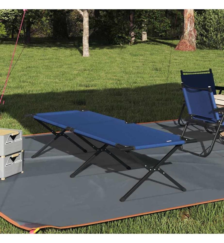 Lit de camping pliant Bleu 210 x 80 x 46 cm Tissu Oxford