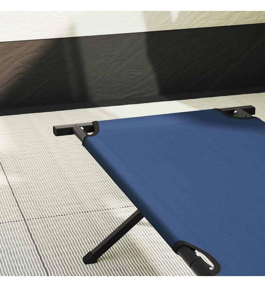 Lit de camping pliant Bleu 210 x 80 x 46 cm Tissu Oxford