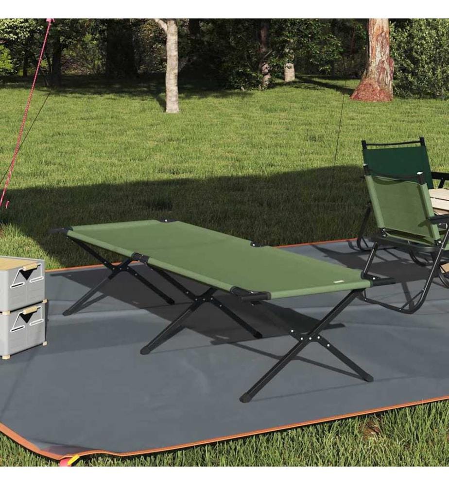 Lit de camping pliant Vert 210 x 80 x 46 cm Tissu Oxford