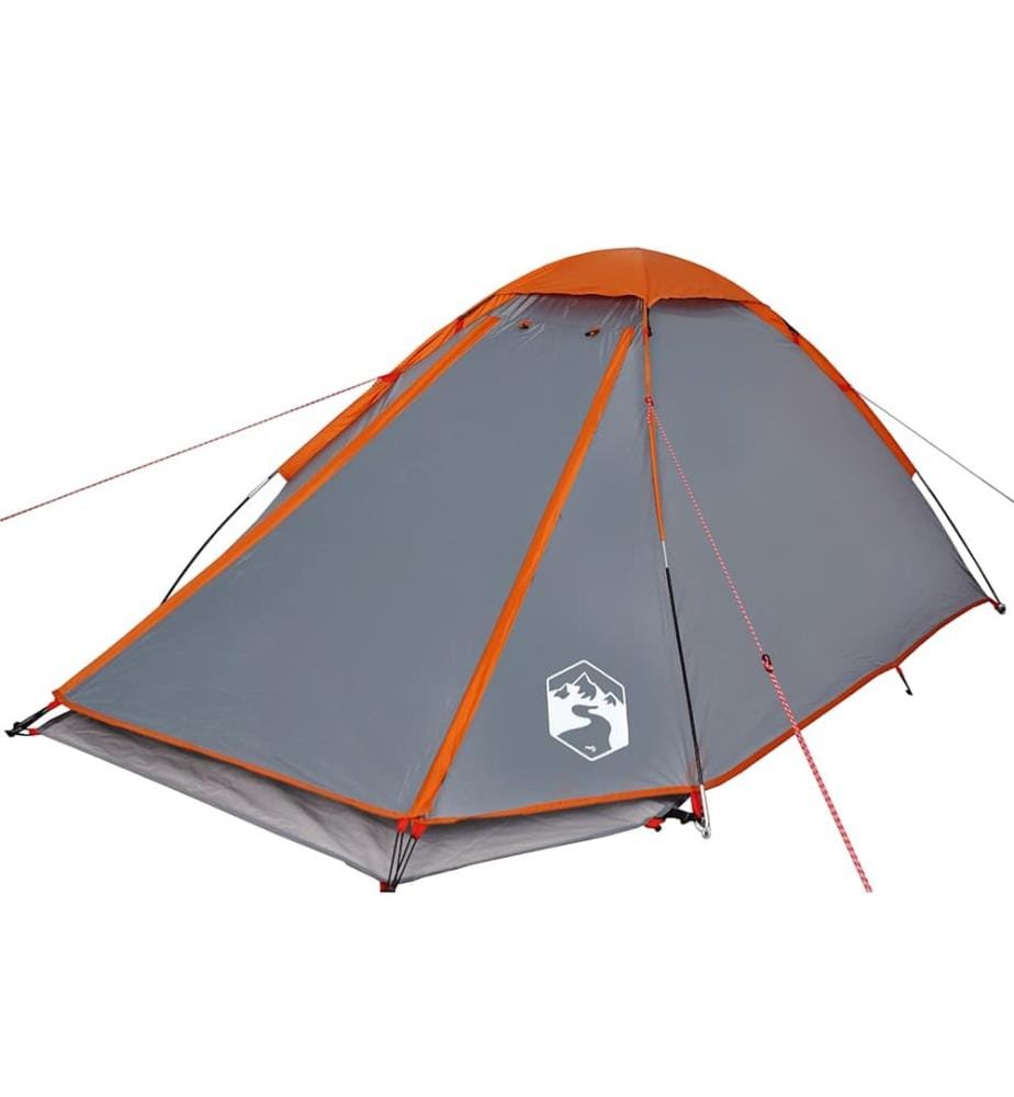 Tente de camping à dôme 2 personnes gris et orange imperméable