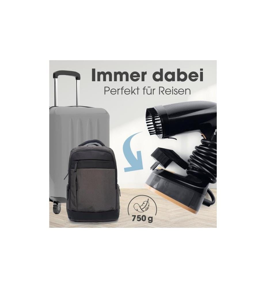 CLEANMAXX - Dampfbürste 2-in-1 – 1600W schwarz 165 ml Tank 1600 W