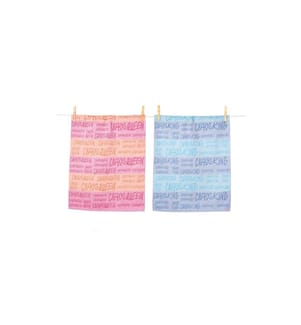 PAD - Geschirrtuch-Set Chaos 2 Stück, Blau/Rosa
