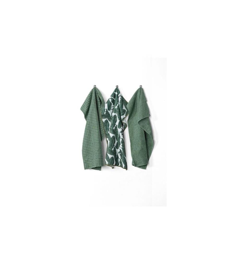 Tiseco - Geschirrtuch Essential 3er Set, Grün