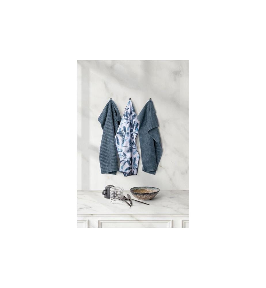 Tiseco - Geschirrtuch Essential 3er Set, Blau