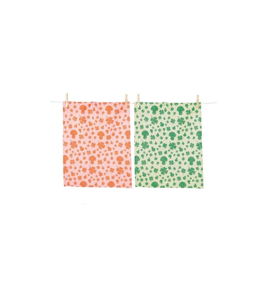PAD - Ensemble de torchons pour la vaisselle Chanceux 2 pièces, Orange/Vert