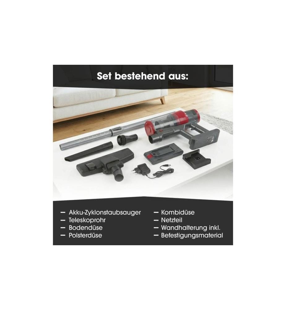 CLEANMAXX - Akku-Hand- und Stielsauger 22.2 V Grau/Rot