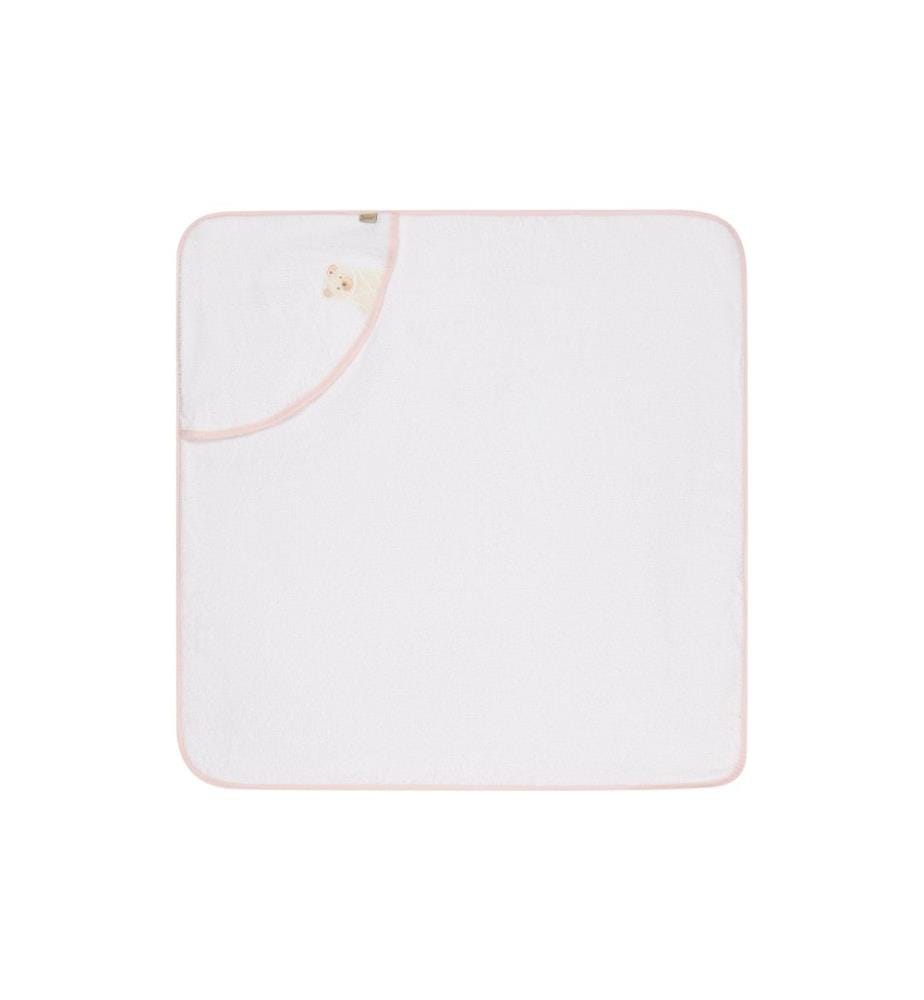 STERNTALER - Serviette de bain à capuche Ours Betty 80 x 80 cm, blanc/rose