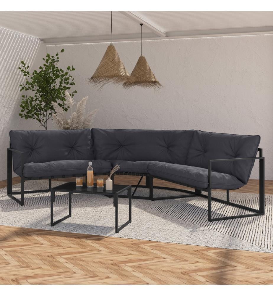 Set di mobili da giardino angolari Tropéa 6 posti - Grigio