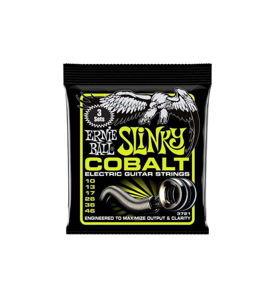 Ernie Ball - Cordes de guitare 3721 Slinky Cobalt paquet de 3 – Regular 10-46