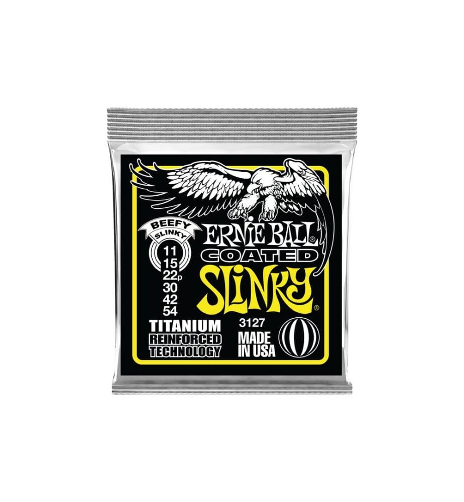 Ernie Ball - Cordes de guitare 3127 Slinky Coated Titanium – Beefy 11-54