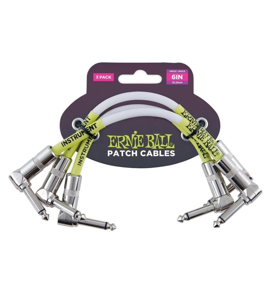 Ernie Ball - Câble patch 6051 Paquet de 3 - 0.15 m, Blanc