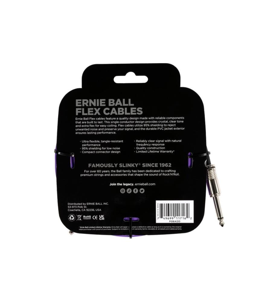 Ernie Ball - Câbles d'instruments Flex 6420 – 6.09 m, Pourpre