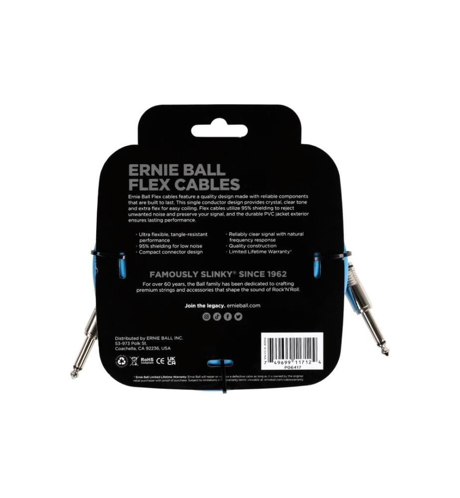 Ernie Ball - Câbles d'instruments Flex 6417 – 6.09 m, Bleu