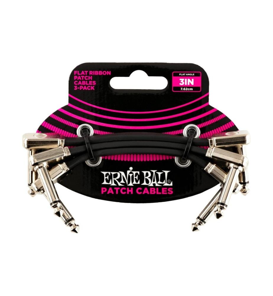 Ernie Ball - Câble patch 6220 Paquet de 3 - 0.076 m, Noir