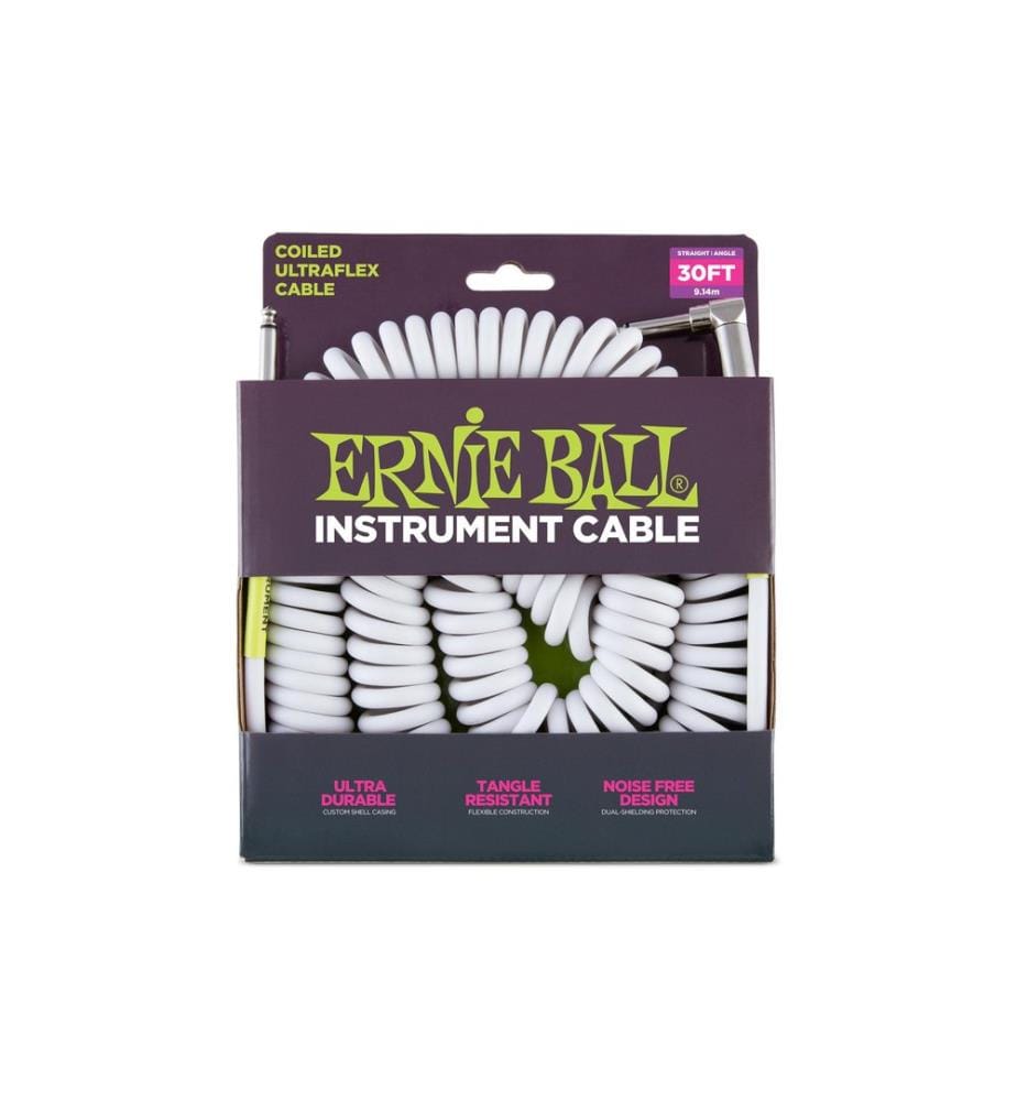 Ernie Ball - Câbles d'instruments 6045 - 9.14 m, Blanc
