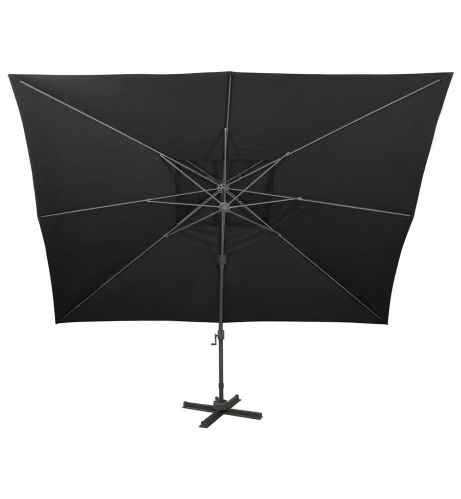 Ampelschirm mit Doppeldach Schwarz 400 x 300 cm