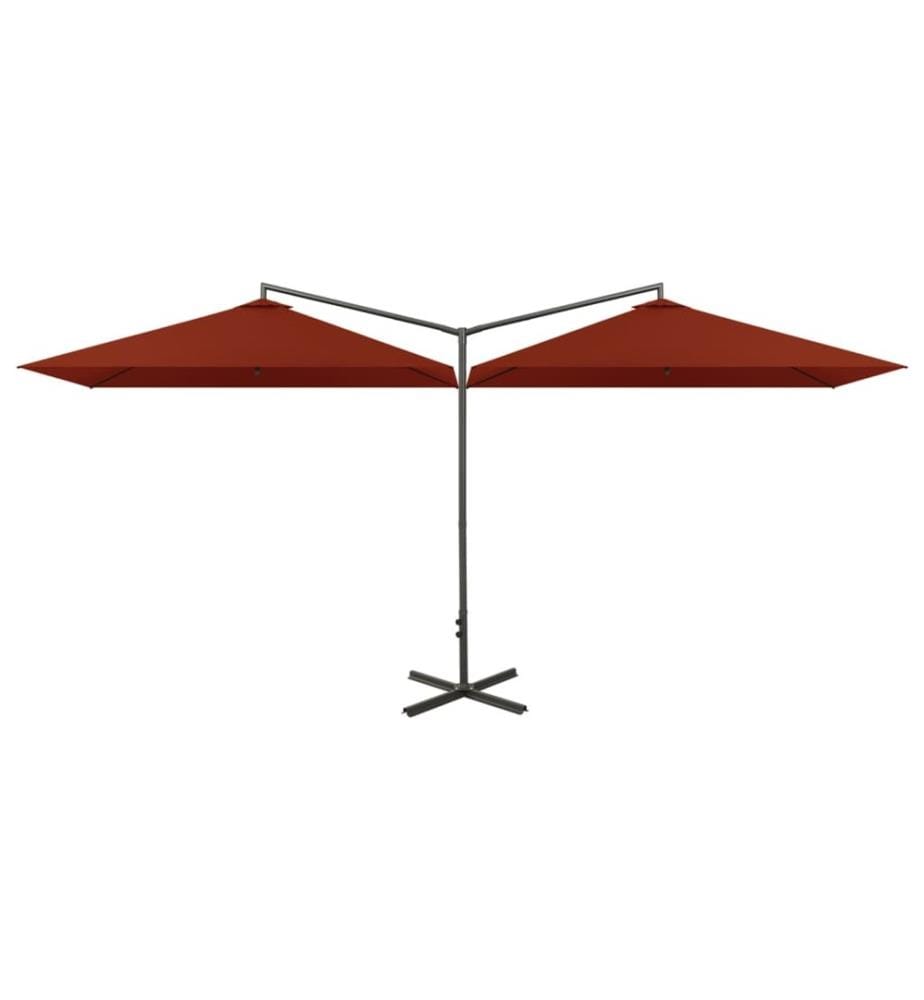 Doppel-Sonnenschirm mit Stahl-Mast 600x300 cm Terrakotta
