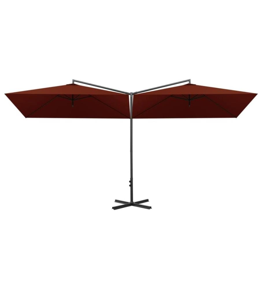 Doppel-Sonnenschirm mit Stahl-Mast 600x300 cm Terrakotta