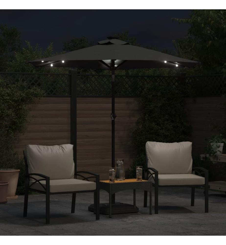 Sonnenschirm mit LED und Stahlmast Anthrazit 225x225x212 cm