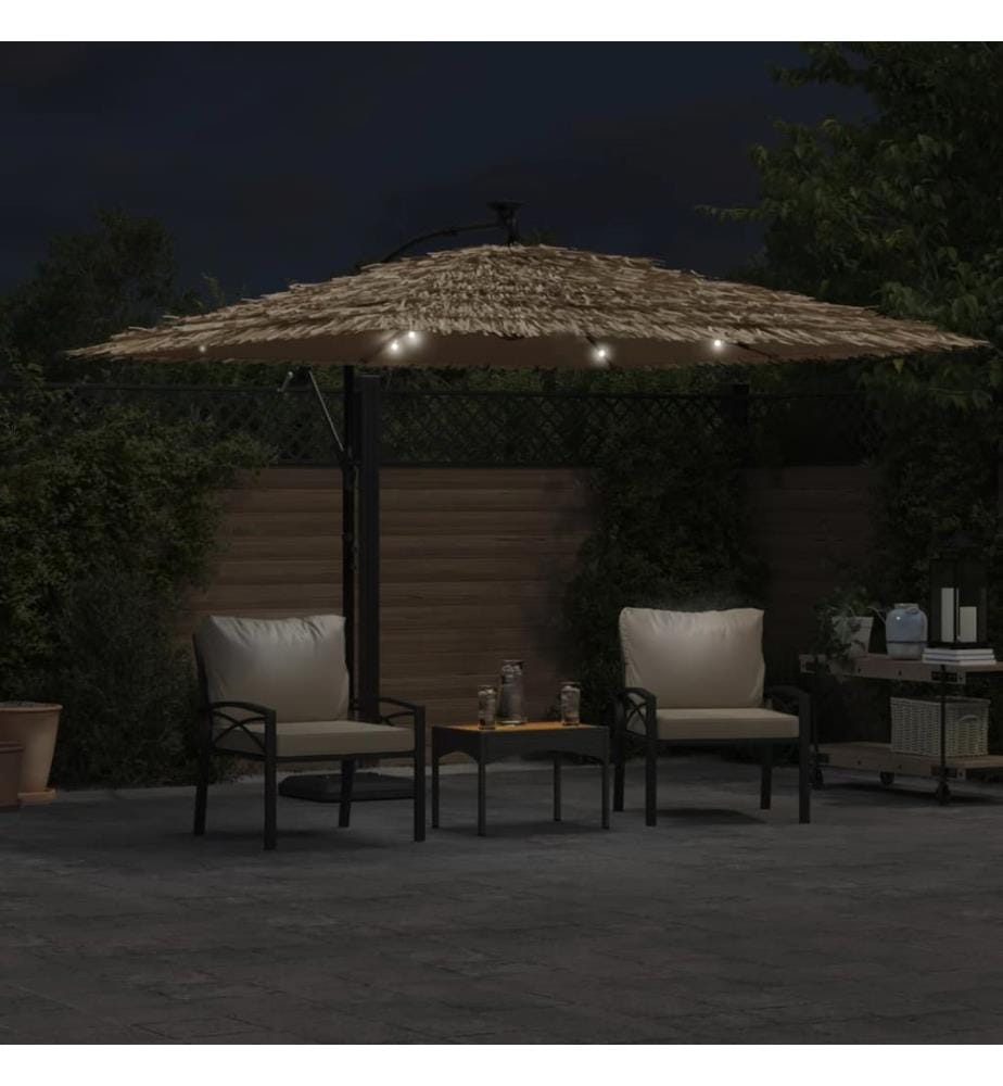 Sonnenschirm mit LED und Stahlmast Braun 290x290x238 cm