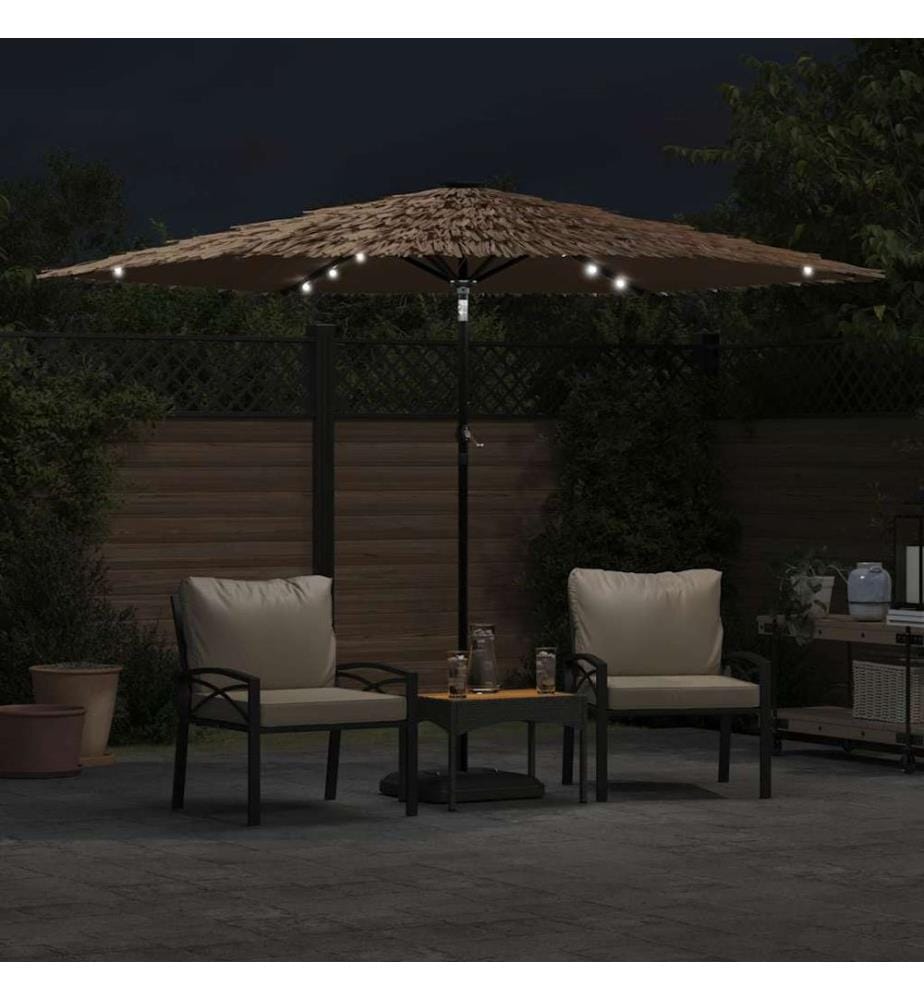 Sonnenschirm mit LED und Stahlmast Braun 288x288x225 cm