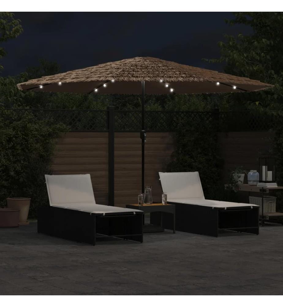 Sonnenschirm mit LED und Stahlmast Braun 388x388x248 cm