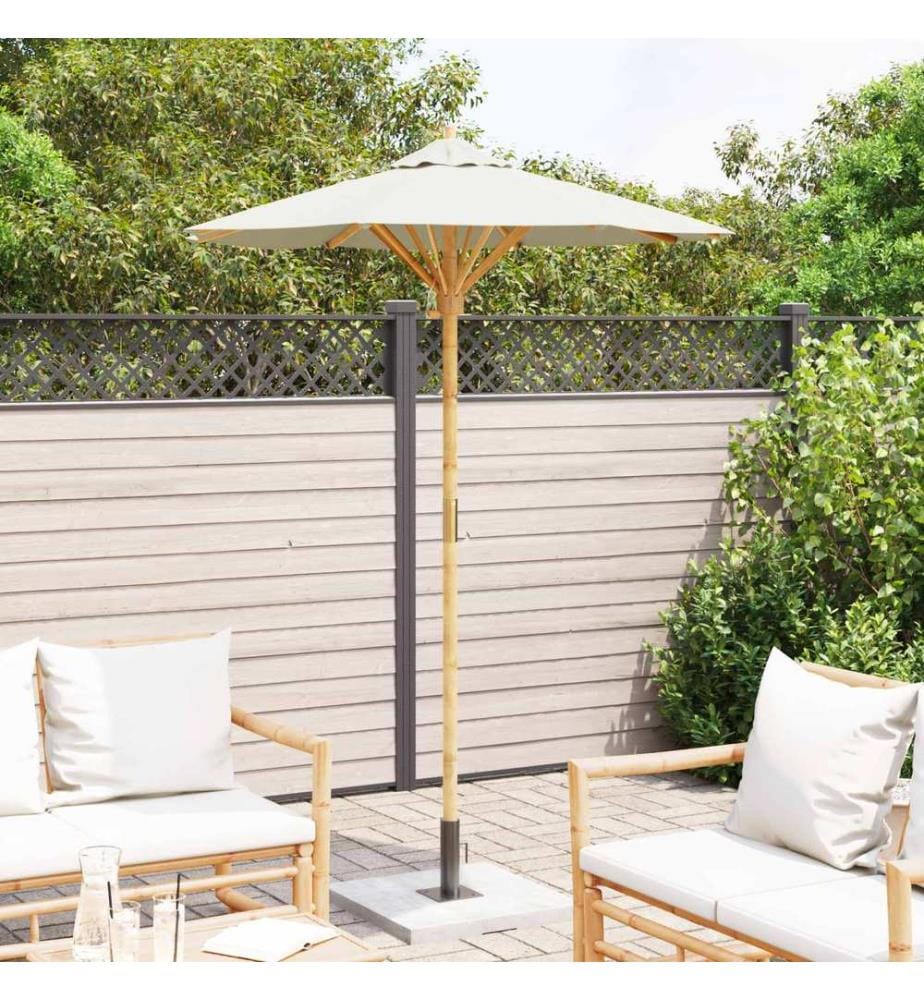 Garten-Sonnenschirm Cremeweiss Ø 150 x 210 cm Bambus