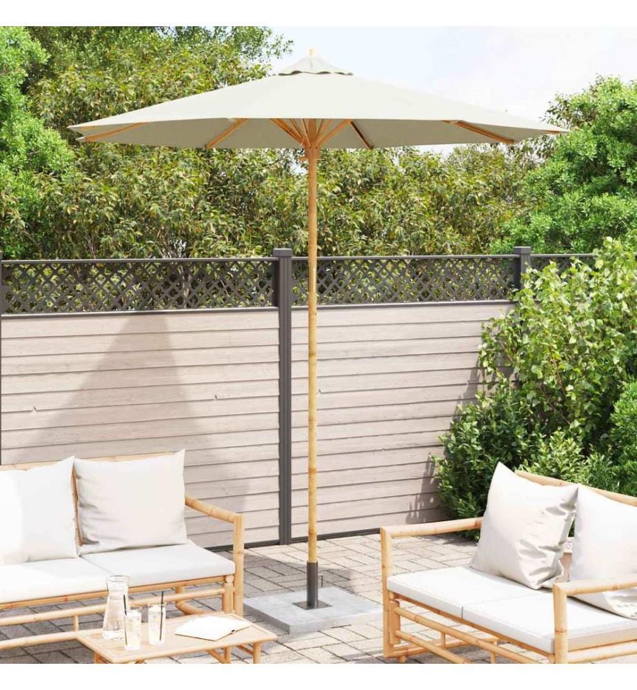 Garten-Sonnenschirm Cremeweiss Ø 240 x 260 cm Bambus