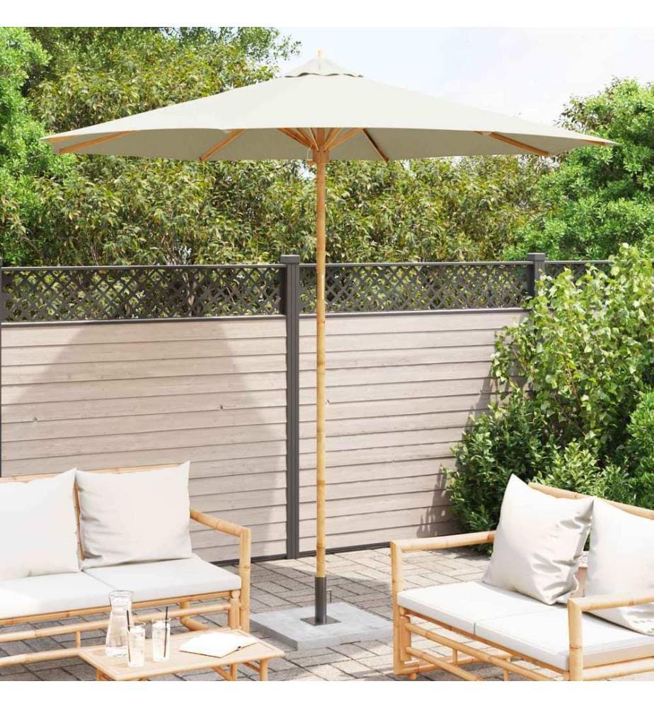Garten-Sonnenschirm Cremeweiss Ø 270 x 260 cm Bambus