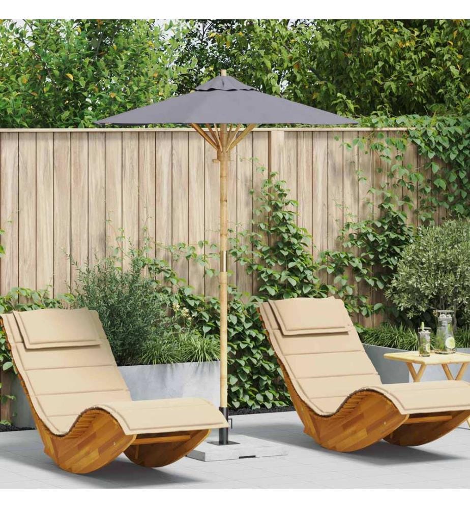 Garten-Sonnenschirm Dunkelgrau Ø 150 x 210 cm Bambus