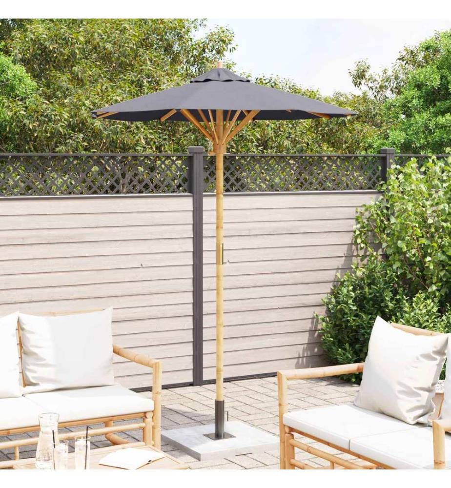 Garten-Sonnenschirm Dunkelgrau Ø 150 x 210 cm Bambus