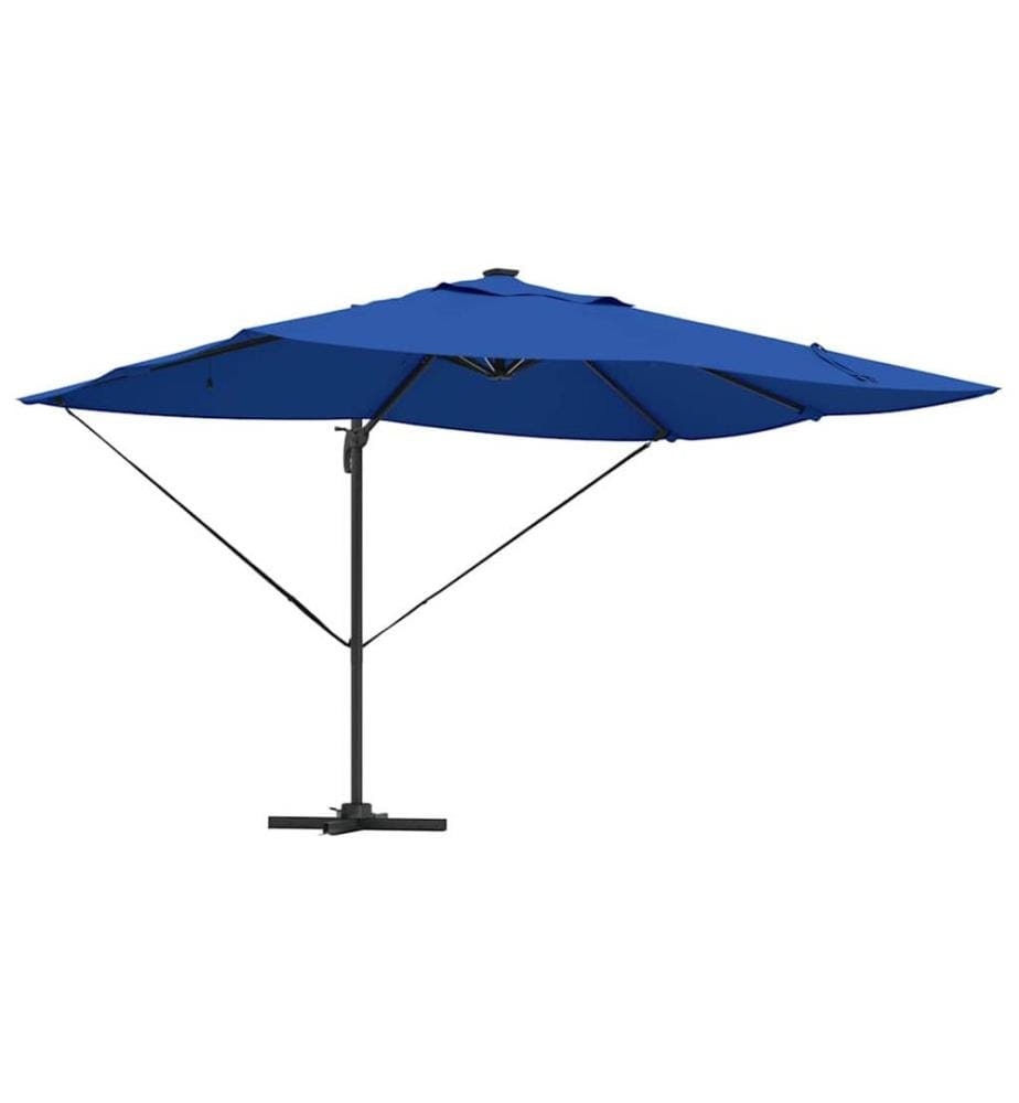 Sonnenschirm mit LED-Lichtleisten Azurblau 352 x 251 x 265 cm