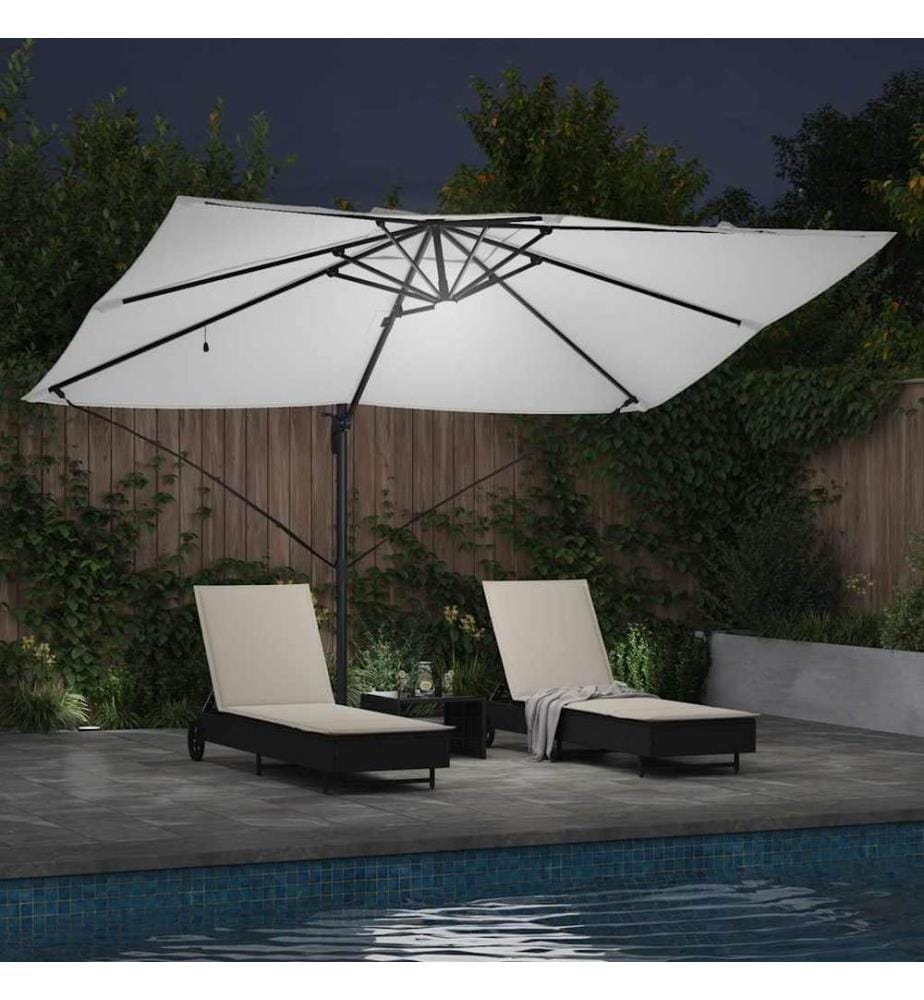 Sonnenschirm Sand 351 x 250 x 253 cm Polyester und Aluminium