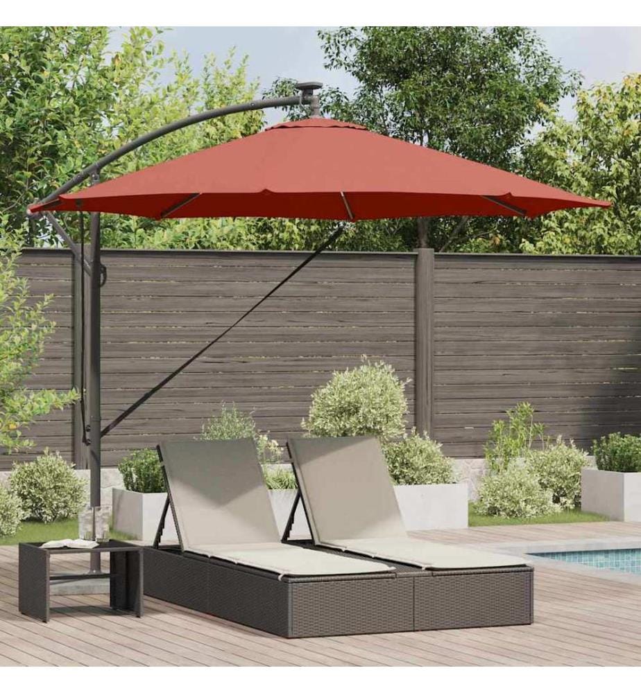 Sonnenschirm mit LED-Lichtleisten Terrakotta 294 x 294 x 248 cm