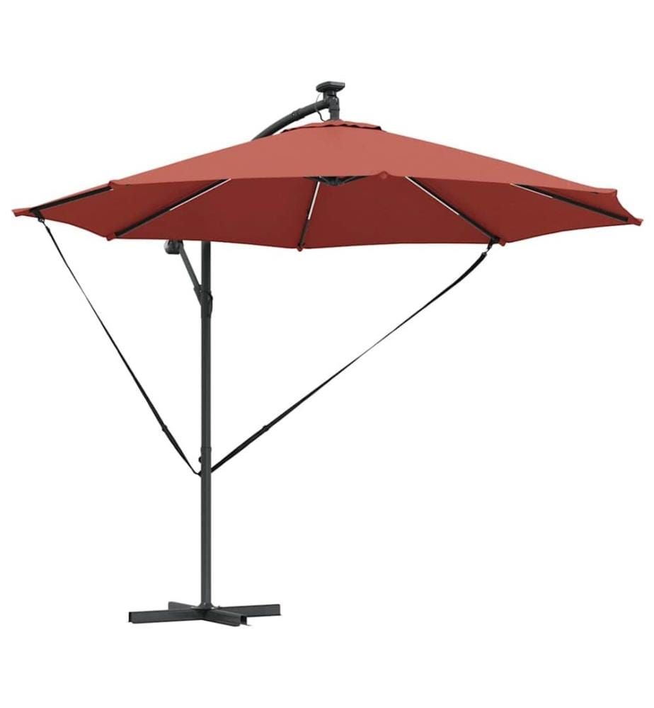 Sonnenschirm mit LED-Lichtleisten Terrakotta 294 x 294 x 248 cm