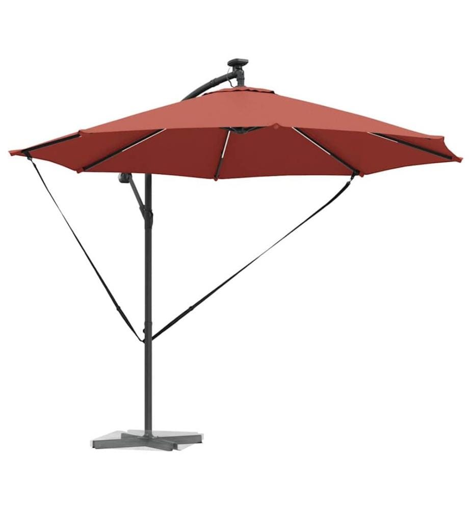 Sonnenschirm mit LED-Lichtleisten Terrakotta 294 x 294 x 248 cm