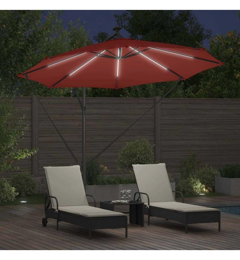 Sonnenschirm mit LED-Lichtleisten Terrakotta 294 x 294 x 248 cm